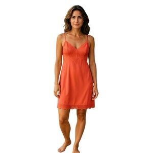 Vanity Fair NWT VTG Peach Lace  Slip Dress Size 32 S‎